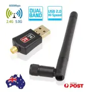 600Mbps USB WiFi Adapter Wireless Dongle Dual Band 5.8GHz 2.4GHz For PC Laptop