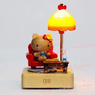夢幻森林🎀 正版ღ kitty坐沙發木製造型夜燈 LED情境燈 居家擺飾 hello kitty 332114