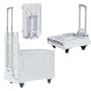 Foldable Shopping Cart with Wheels, Collapsible Rolling Crate for 23GAL White