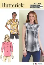 Butterick R11499 Button Front Top w Puritan or Chelsea Collar Sz 8-16 UC B6895