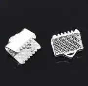 100 Silver Plated Ribbon End Cap Crimp Beads 8mm x 8mm BULK Lot - FD031