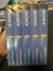 5 Pack Sony 6 Hrs T-120 VHS VCR Tapes Blank Premium New Sealed