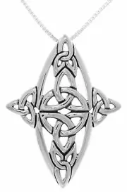 Jewelry Trends Sterling Silver Celtic Trinity Knot Cross Pendant on 18 Inch Box