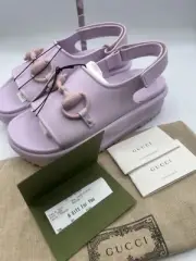 NEW Gucci Horsebit Platform Slide Sandals Lavender Rubber Size 39 EU/9 US 742435