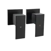 Black Square 1/4 Turn Twin Bath Shower Taps Hot Cold Basin Vanity Mixer Wall Set
