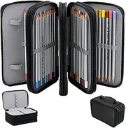 Colored Pencil Storage Case, 4 Layers 72 Slots Oxford Cloth Pencil Holder with Handle, Zipper Organizer for School, Office