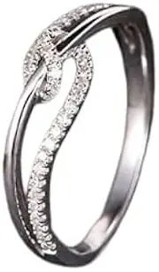 [Generic] 1ct Round Cut Simulated Diamond CZ Split Shank Knot Statement Promise Ring White Gold Plated