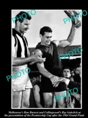 OLD 8x6 PHOTO OF RON BARASSI WITH THE PREMIERSHIP CUP MELBOURNE FC 1964