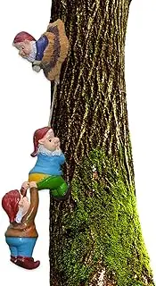 Tree Climbing Gnome Garden Statue, Small Resin Naughty Gnomes Tree Decor, Garden Gnomes Outdoor Funny, Yard Statues Outdoor