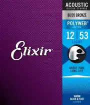 Elixir 11050 Polyweb 80/20 Bronze Light Acoustic Guitar Strings (12-53)