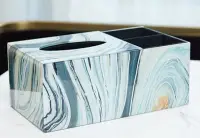 在飛比找Yahoo奇摩拍賣-7-11運費0元優惠優惠-歐式 簡約浪漫多功能面紙盒 時尚玻璃波紋雙格紙巾收納盒 抽紙