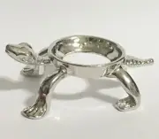 Silver Turtle Display Stand For Gemstone Eggs Amethyst Selenite Sphere Stand.