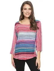 Splendid - XS - NWT - Multi-Color Striped Woven Rayon Dolman Sleeve Blouse Top