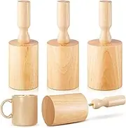 Juexica 3 Pcs Cup Pottery Molds 3.1'', 3.4'', 3.7'' Plaster Molds Mug Vase Tools with Removable Handle Pottery Shaping Tool Wood Slump Press Mold 3 Size Clay Mold for DIY Ceramic Cup Mug Vase Making