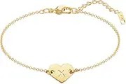 [MOMOL] Heart Initial Bracelet, 18K Gold Plated Stainless Steel Lovely Heart Charm Bracelet Dainty Small Letter Bracelet Personalized Monogram Name Bracelet for Women Girls