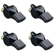 4PK Fox 40 Summit Pearl Whistle Coach Accessory w/ Breakaway Lanyard Black