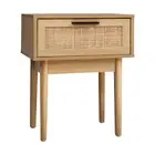 Artiss Bedside Tables 1 Drawer Storage Cabinet Rattan Wood Nightstand paper,pvc,