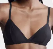 CALVIN KLEIN Sheer Marquisette Black Unlined Triangle Bralette Bra Womens Sz M L