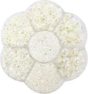 [Generic] Elegant 2800Pcs/Set Satin Luster Plastic Half Pearl Flatback Beads for Wedding Dress