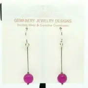 Sterling Silver Faceted Natural RUBY Dangle Earrings #5583...Handmade USA