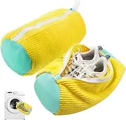 [GIOD] 2Pcs Shoes Laundry Bag, Shoes Washing Bag, Shoe Cleaning Bag for Washing Machine, It Can Be Reused To Use Zipper Washing Bags, Which Contain Fluffy Fibers, Suitable for All Shoes and Size (Yellow)