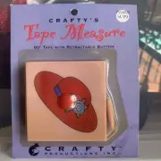 Vintage Crafty’s Tape Measure 60” Retractable Button Red Hat T21