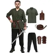 Retro Vintage Medieval Renaissance Pants Outfits Waist Belt Ren Faire Men's Viking Fantasy Halloween Carnival Masquerade Carnival Performance LARP Adults' Shir