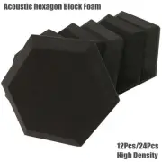 12 24pcs Hexagon Acoustic Soundproof Foam Panel with Tapes