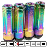 SICKSPEED 4 PC NEO CHROME 92MM EXTENDED CAPPED 3 PC STEEL LUG NUTS 12X1.25 L15