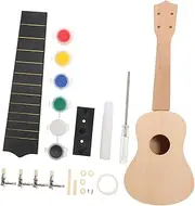 Yardwe 1 Set DIY Ukulele Making Kit Unfinished Wooden Ukulele Self Assembly for Beginners Creative Craft with Design for Hands Learning Musical Expression