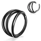 Septum Clicker Nose Rings Triple Stack Conch Daith Cartilage Earring Hoop 16G