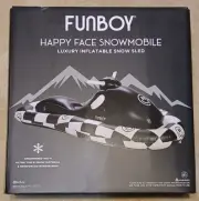 Funboy Luxury Inflatable Snowmobile Snow Sled Happy Face 66Lx31W x 22H Black NEW