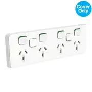 Clipsal Iconic Quad Powerpoint 10A + 2 x Extra Switch Skin Vivid White