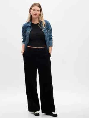 Gap Sz 12 Mid Rise Loose Corduroy Wide Leg Pants, Black WIDE RIB Cords 90's NEW