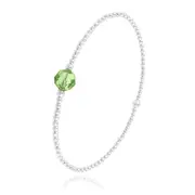 Silver Genuine Green Peridot Bracelet made with Swarovski Crystal