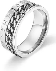 [Veylenix] Viking Fidget Ring for Men, Nordic Runes Anxiety Ring 8MM Stainless Steel Rotating Band Ring Mens Spinner Rings