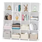 16 Cubby Storage Organizer, Closet Clothes Storage Organizer, 16 Cubes White