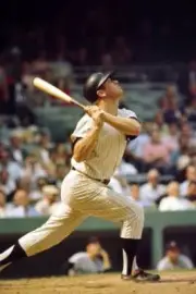 New York Yankees Mickey Mantle in action at bat during game Bronx - Old Photo 1