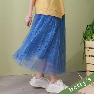 【betty’s 貝蒂思】動物印花點點網紗裙(淺藍)