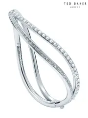 Ted Baker Silver Wavie Jewelled Wave Hinged Bangle Bracelet (H79896) | $157