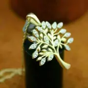 3.00 Ct Round Cut Simulated Diamond Women's Tree Pendant 14K Yellow Gold Plated