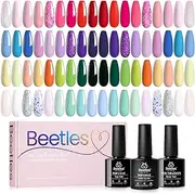 beetles Gel Polish Gel Polish Nail Set 36 Colors Floral Rhapsody Collection Pastel Bright Girly Sparkle Glitter Lacquer with 3Pcs Base Matte and Glossy Top Soak off Uv Lamp All Seasons for Women