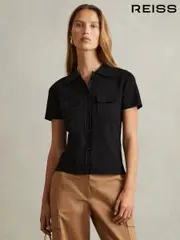Reiss Black Mimo Knitted Polo Shirt (AA6558) | $240