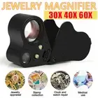 60X40X30X Pocket Jewellers Eye Loupe Magnifier Magnifying Glass LED Light