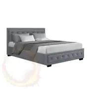 Artiss Tiyo Bed Frame Fabric Gas Lift Storage Grey Double
