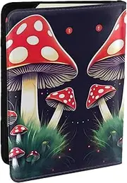 [JEJEA] Magic Mushrooms Print Travel Organizer Credit Cards Case Passport BookPassport Holder Cover Wallet forTraveling,, Black, One Size