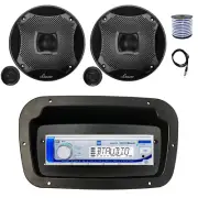 Dual Marine Receiver,Spa Bezel,Adapter, Antenna,Wire, 2x 6.5" 450W Black Speaker