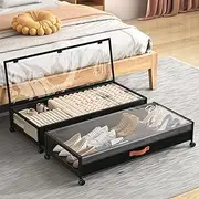 Under Bed Storage Containers with Wheels 54L Large Underbed Shoes Blankets Clothes Toy Storage Drawers for College Dorms Bedrooms Nursery Rooms Organization… (Black 2 Pack, XXL(36"x16.6"x7.28"))