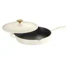 Tramontina Gourmet 12 in. Enameled Cast Iron Skillet in Latte with Lid