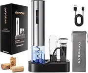 OxyGear Electric Wine Opener, Type-C Rechargeable Wine Bottle Opener with Foil Cutter, Aerator, Vacuum Stopper and Storage Base, Stainless Steel Wine Opener, Ideal Wine Accessories for Wine Lovers